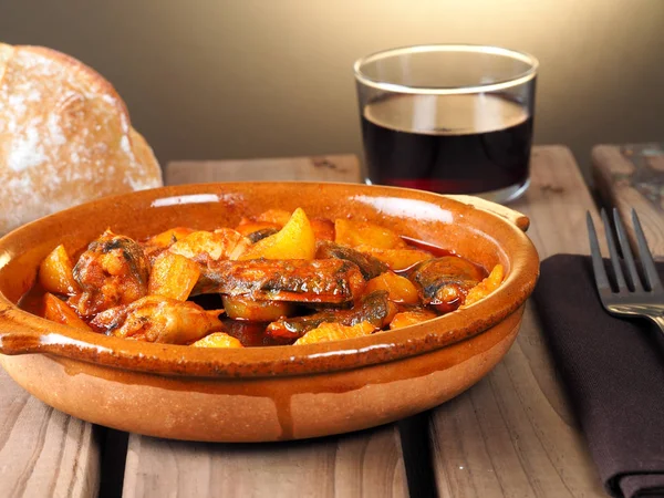 All Pebre Anguila European Eel Garlic Paprikatraditional Valencian Dish Stew — Stock Photo, Image