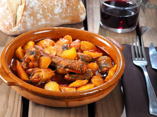 Всі Pebre Anguila Вугор Європейський Часником Paprikatraditional Валенсійською Мовою Блюдо — стокове фото