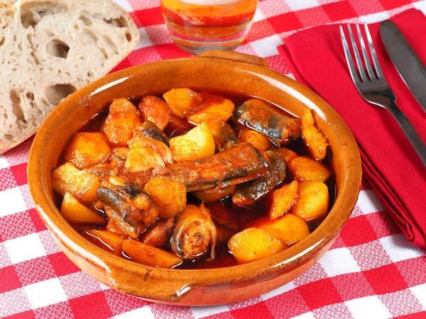 All Pebre Anguila European Eel Garlic Paprikatraditional Valencian Dish Stew — Stock Photo, Image