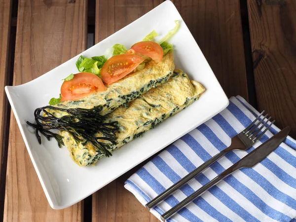 Codium Velvet Horn Spongeweed Cooked Omelette Edible Green Seaweed Family — Stock Photo, Image