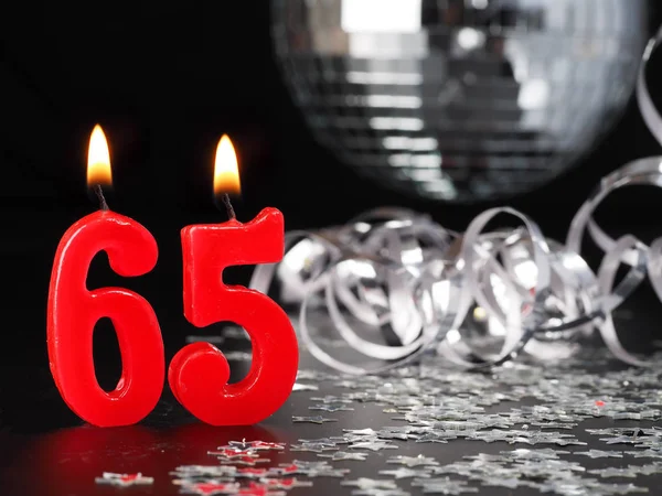 Candele Rosse Che Mostrano Numero Sfondo Astratto Festa Compleanno Anniversario — Foto Stock