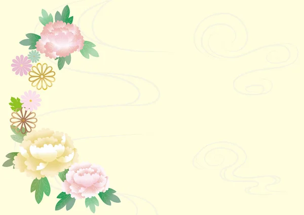 Peony and chrysanthemum,water pattern background illustration. — 스톡 벡터