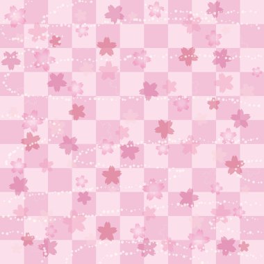 Kiraz çiçekleri ile eşleştirilmiş arkaplan çizimi. Pembe ver.