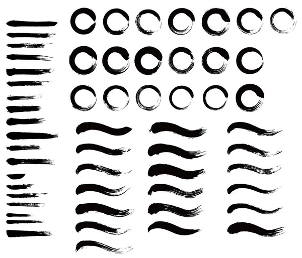 Vector illustratie van lijnen, cirkels en bochten getekend met een penseel. — Stockvector