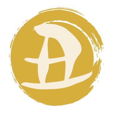 Japon karakter tipi hayvan ineğini temsil ediyor. Altın çember fırça darbesi versiyonu.