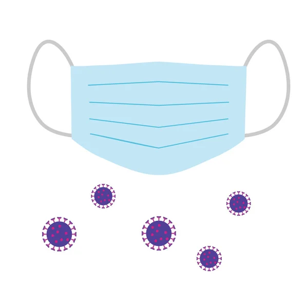 Bir maske ve birden fazla virüsün uçtuğu bir resim.