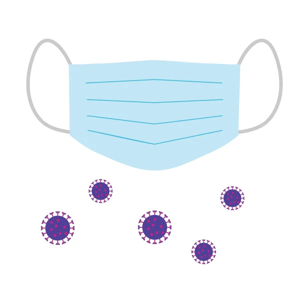 Иллюстрация Которой Летают Маска Несколько Вирусов — стоковый вектор
