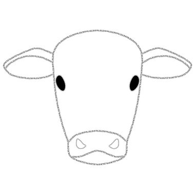 Yılbaşı kartı için Jersey ineği kafası çizgi filmi..