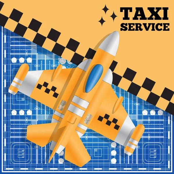 Taxi Forma Avión Plano Ciudad Vista Desde Arriba Presentación Diseño — Vector de stock