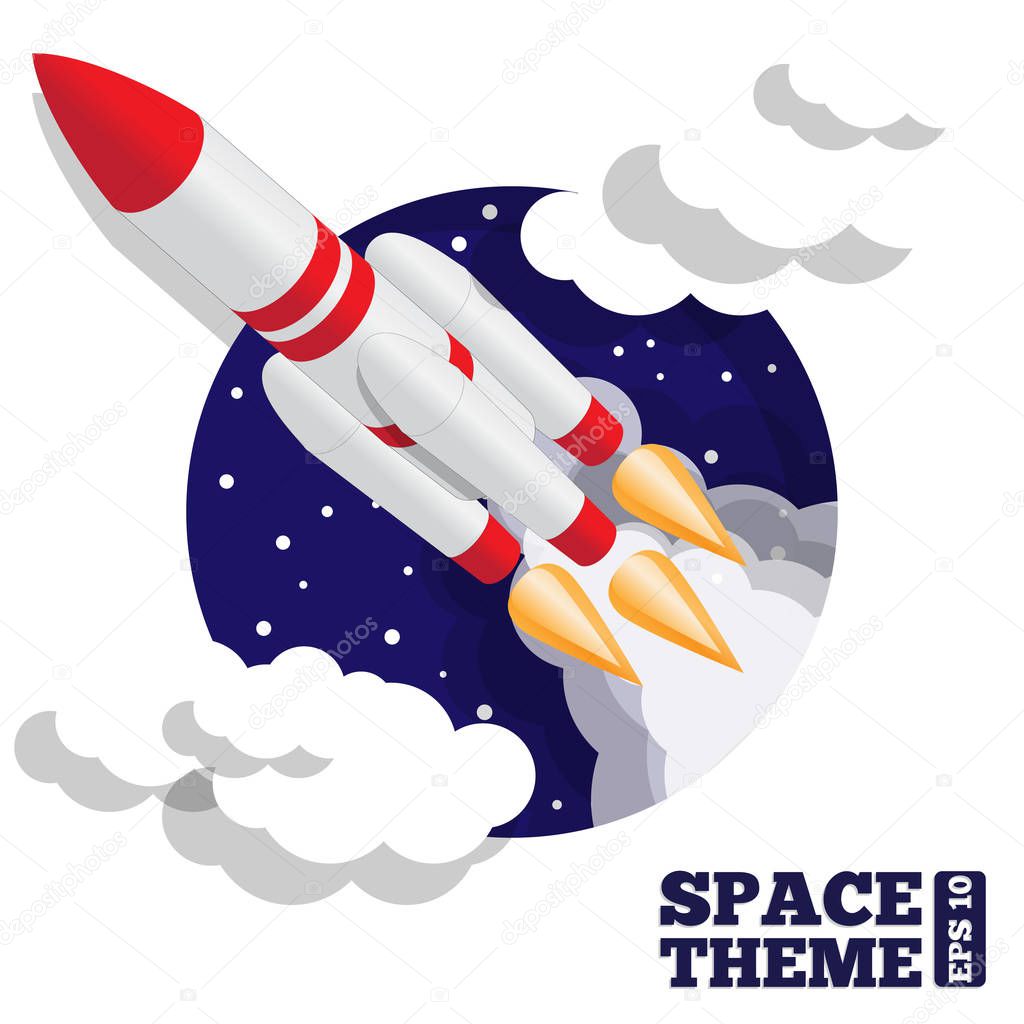 Launching a spacecraft. Vector illustration. Isometric.