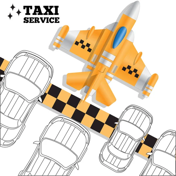Taxi Forma Avión Sobre Fondo Blanco Vista Desde Arriba Presentación — Vector de stock