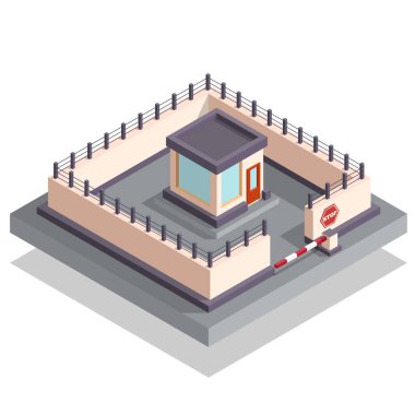 Korunan nesne. Isometric. Beyaz bir arka planda izole edilmiş. Vektör illüstrasyonu.