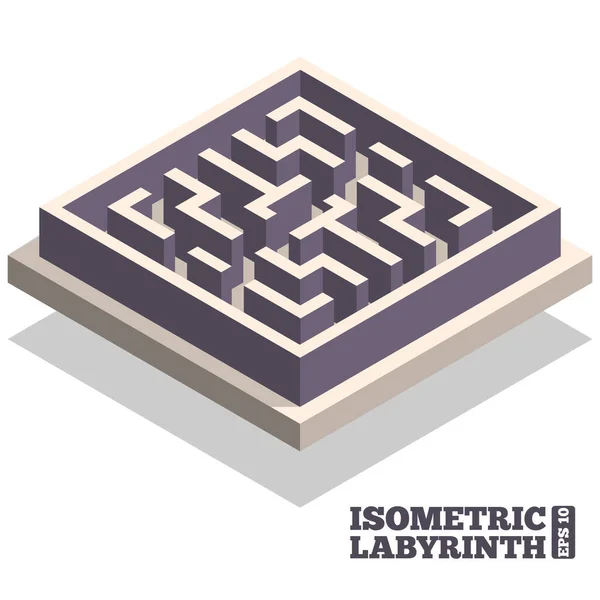 Labyrinth Isometric Isolated White Background Vector Illustration — Stock Vector