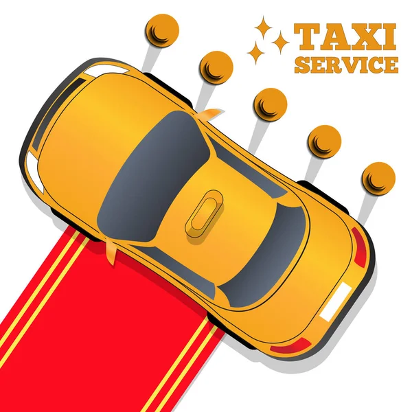 Taxi Alfombra Roja Vista Superior Del Coche Ilustración Vectorial — Vector de stock