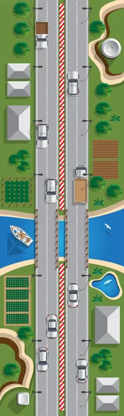 Autobahn Blick Von Oben Vektorillustration — Stockvektor
