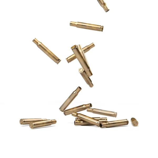 Invólucros de bala em queda - ilustração 3D — Fotografia de Stock