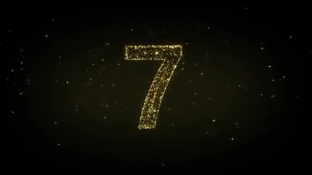 Cuenta atrás feliz año nuevo - Golden Glitters Animación con fuegos artificiales — Vídeo de stock