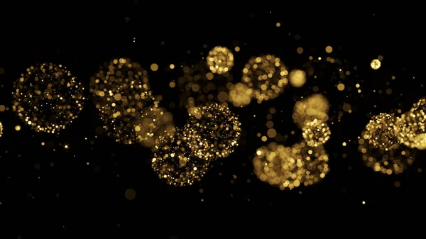 Fond de Noël Feux d'artifice dorés 3D rendu brillant scintille — Photo