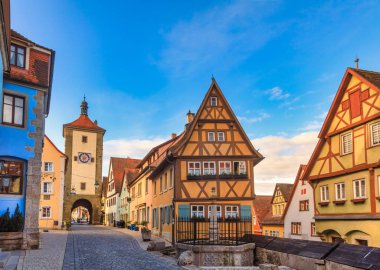 Plonlein Rothenburg ob der Tauber Eski Bavyera Kasabası Almanya