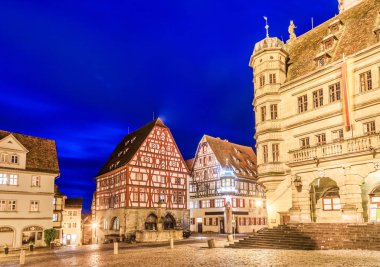 Marktplatz Meydanı Rothenburg ob der Tauber Eski Kasaba Bavyera Germ