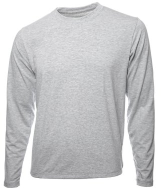 Heather grey longsleeve cotton shirt on invisible mannequin isol clipart