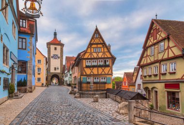 Plonlein Rothenburg ob der Tauber Eski Bavyera Kasabası Almanya