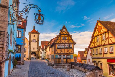 Plonlein Rothenburg ob der Tauber Eski Bavyera Kasabası Almanya