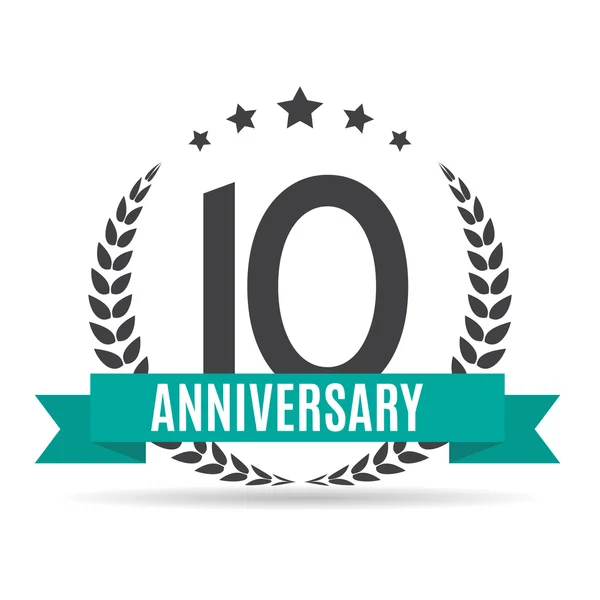 Logotipo do modelo Ilustração do vetor do aniversário de 10 anos — Vetor de Stock