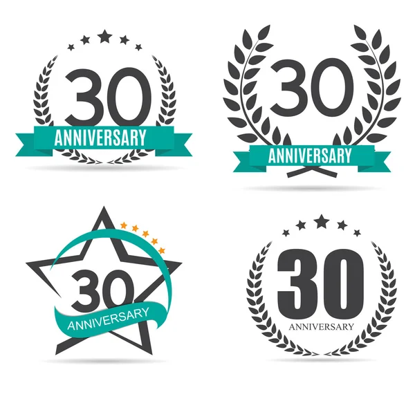 Modelo Logo 30 Anos Anniversary Set Vector Illustration —  Vetores de Stock