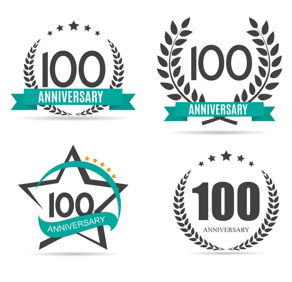 テンプレート ロゴ 100 年周年記念セット ベクトル図 — ストックベクタ