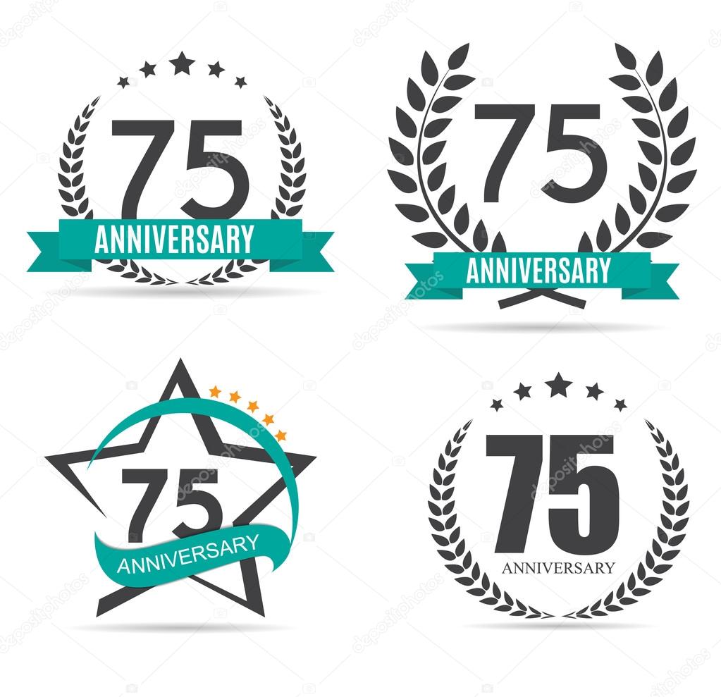 Template Logo 75 Years Anniversary Vector Illustration