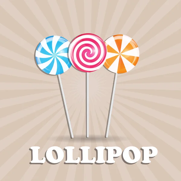 Realistische zoete Lollipop Candy achtergrond. Vectorillustratie — Stockvector