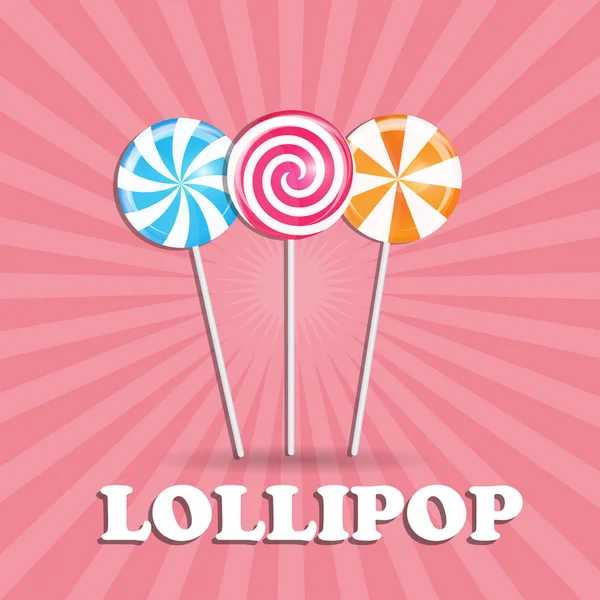 Realistische zoete Lollipop Candy achtergrond. Vectorillustratie — Stockvector