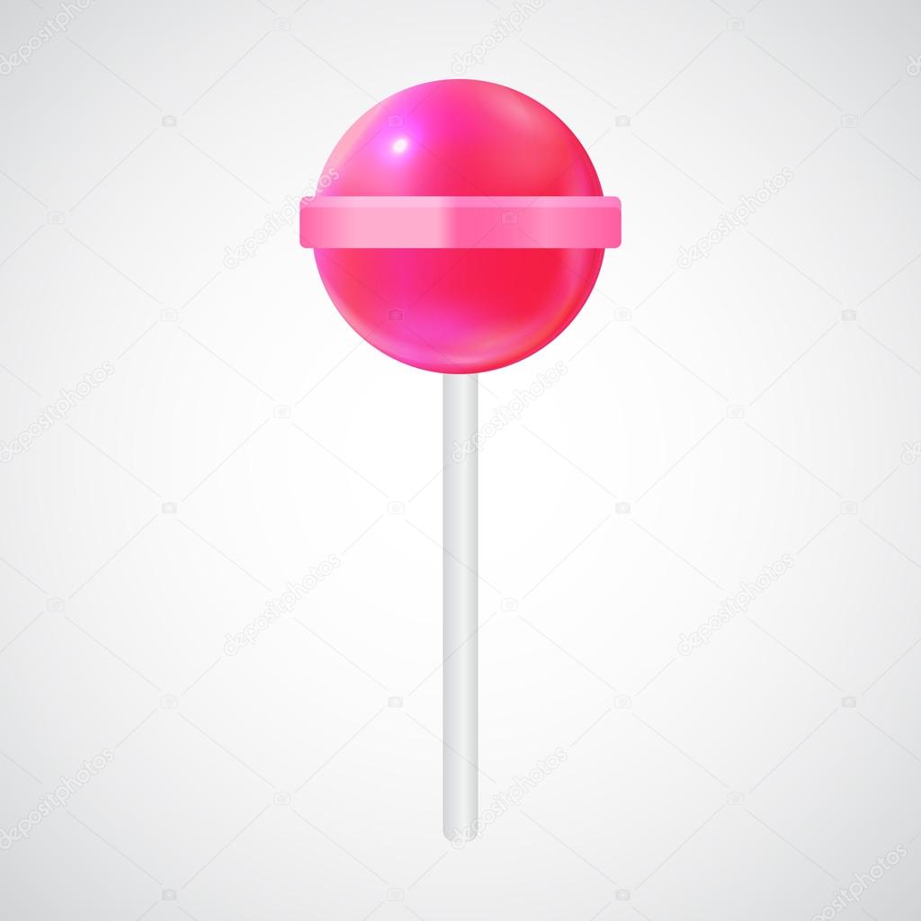 Realistic Sweet Lollipop Candy Isolated on White Background. Vec