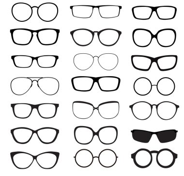 Hipster yaz güneş gözlüğü moda gözlük koleksiyonu üzerinde izole