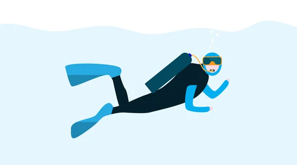 Gente subacquea, Cartoon Scuba Diver. Concetto di Extreme Divi — Vettoriale Stock