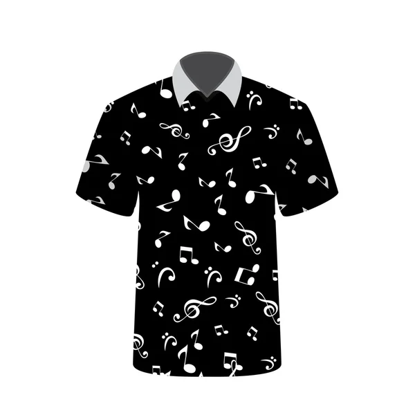 Camiseta con notas musicales. Ilustración vectorial . — Vector de stock