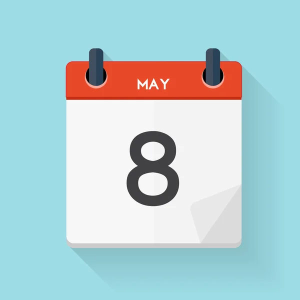 May 8 Calendar Flat Daily Icon. Vector Illustration Emblem. Elem — Stock Vector