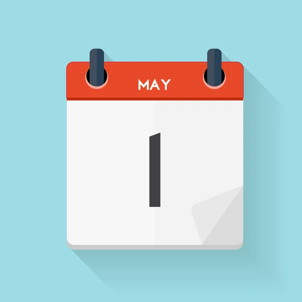 May 1 Calendar Flat Daily Icon. Vector Illustration Emblem. Elem — Stock Vector