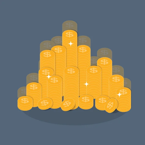 Gouden munten pictogram teken Business Finance geld Concept Vector Illu — Stockvector