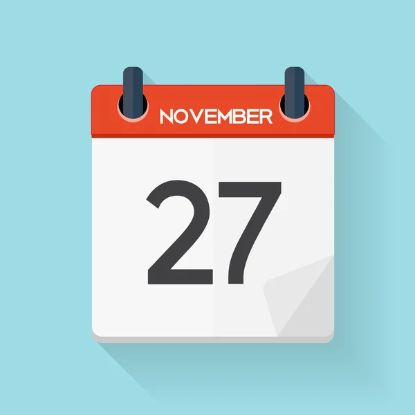 Navember 27 Calendário Flat Daily Icon. Ilustração vetorial Emblema — Vetor de Stock