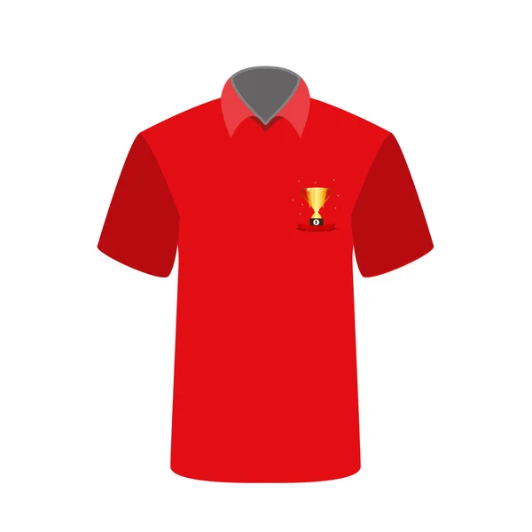 Camiseta roja con la imagen de la copa para el primer lugar. Vector Il — Vector de stock