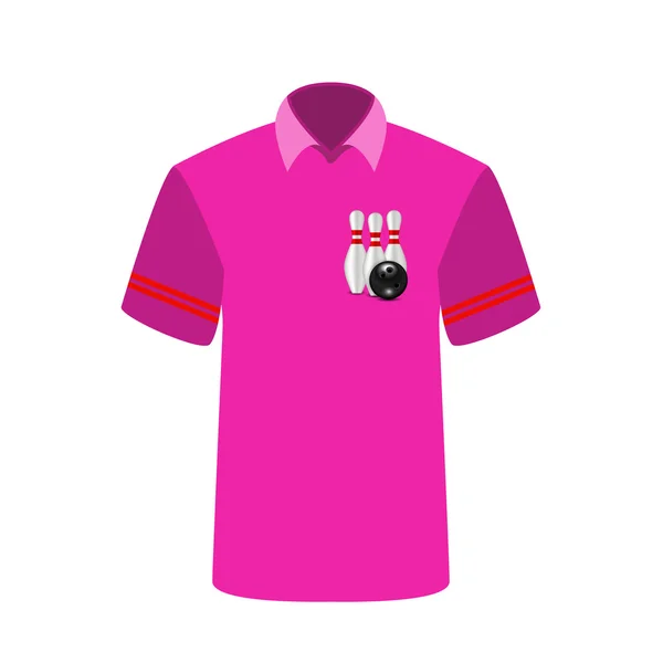 Pink T-shirt Player med billedet af bowling skittles og bold . – Stock-vektor