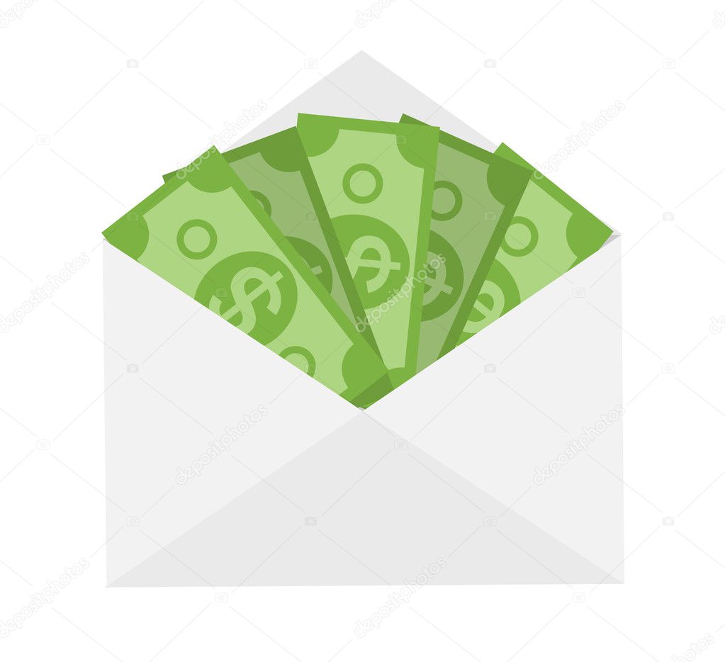 US Dollar Stack Paper Banknotes in Envelope  Icon Sign Business