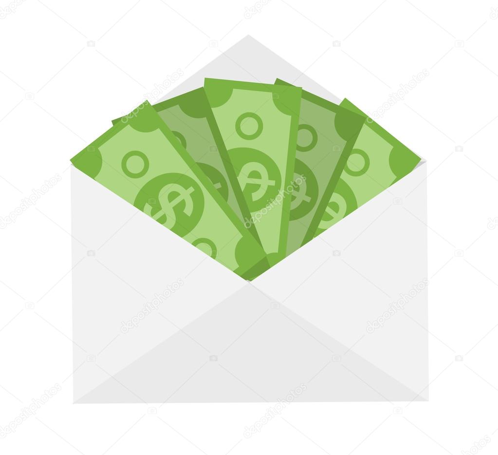 US Dollar Stack Paper Banknotes in Envelope  Icon Sign Business