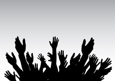 Eller yukarı - seçim özgürlüğün sembolü, eğlenceli kaldırdı. Vektör hasta