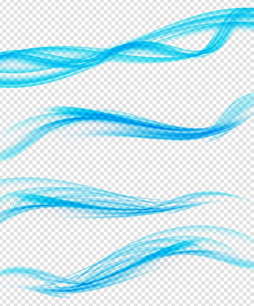 Conjunto de Conjunto de Ondas Azuis Abstratas em Fundo Transparente. Vetor —  Vetores de Stock