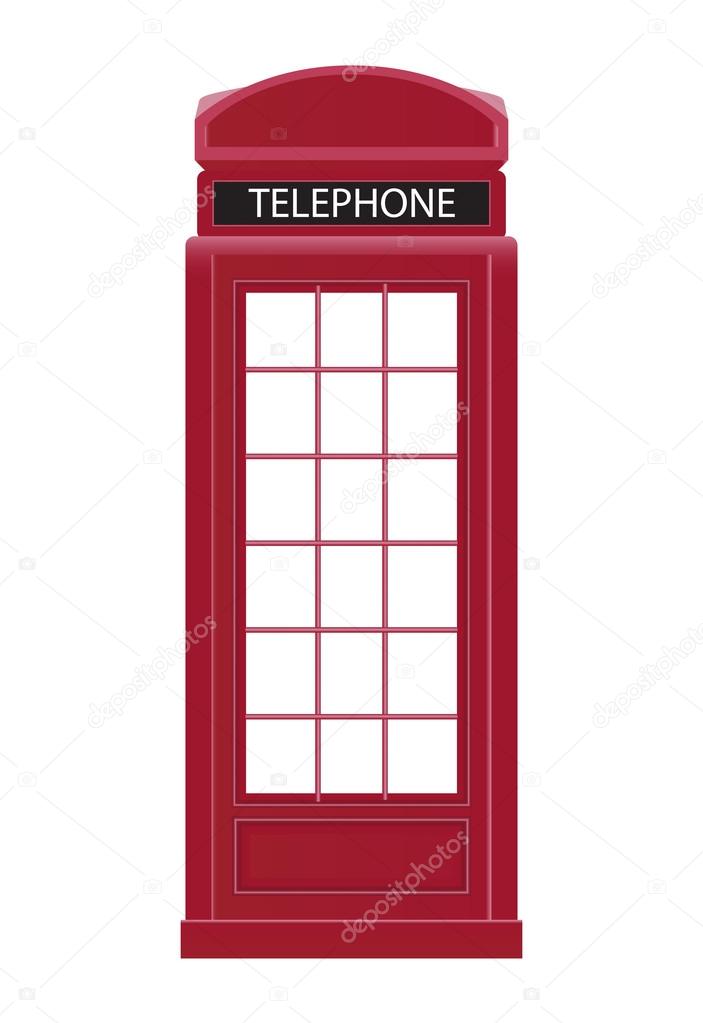 Red Telephone Box Icon Vector Illustration