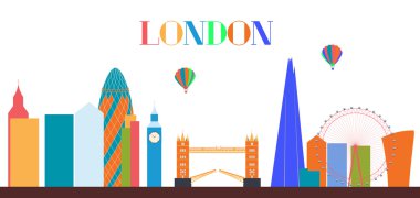 Birleşik Krallık, siluet Londra şehir arka plan. Vektör çizim.
