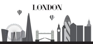 Birleşik Krallık, siluet Londra şehir arka plan. Vektör çizim.